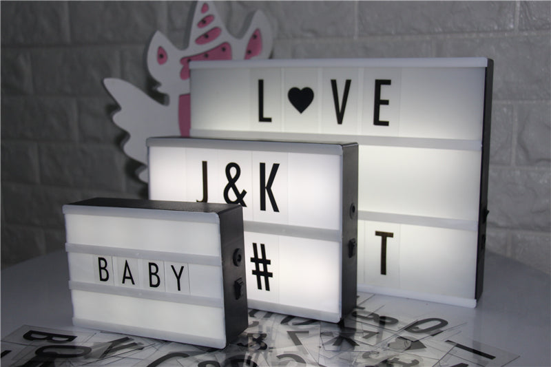 Lightbox Letters LED Combination Cinema Light Box USB Port Powered DIY Letters Symbol Card Decoration Lamp Message Board