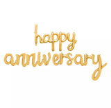 Happy Anniversary Scripted Foil Balloon Banner for Anniversary Celebration and Decoration