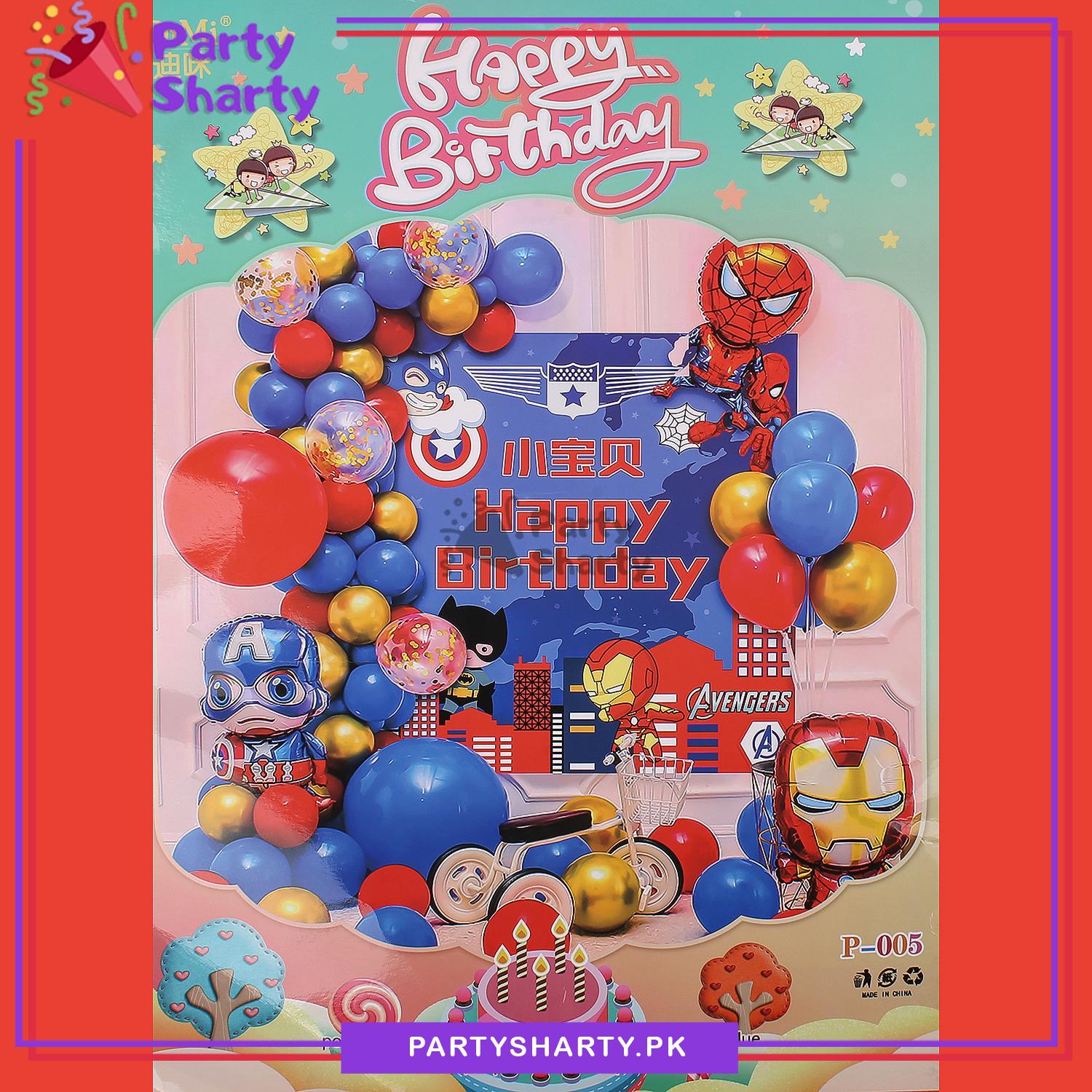 D-2 Happy Birthday Avenger Theme Set For Marvel Avenger Theme Birthday Decoration and Celebration