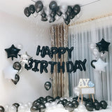 Happy Birthday Black & Silver Theme Set For Birthday Decoration and Celebrations