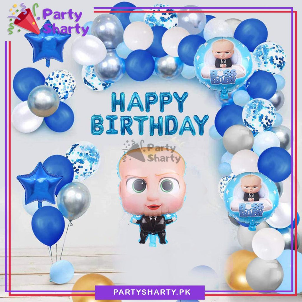 Happy Birthday Boss Baby Blue & White Cartoon Theme Set for Theme Base ...