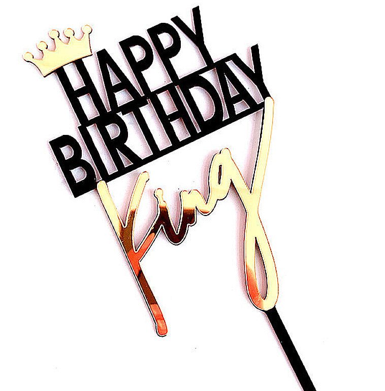 Happy Birthday Prince / Princess / King / Queen Acrylic Cake Topper for Royal Birthday party Decoration and Celebration