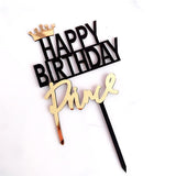 Happy Birthday Prince / Princess / King / Queen Acrylic Cake Topper for Royal Birthday party Decoration and Celebration