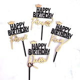 Happy Birthday Prince / Princess / King / Queen Acrylic Cake Topper for Royal Birthday party Decoration and Celebration