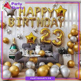 23rd Happy Birthday Golden & Silver Theme Set For Birthday Decoration and Celebrations