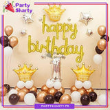Happy Birthday Scripted Golden, White & Black Theme Set for Royal Theme Based First Birthday Decoration and Celebration
