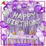 Happy Birthday Silver & Purple Theme Set for Birthday Decoration and Celebration