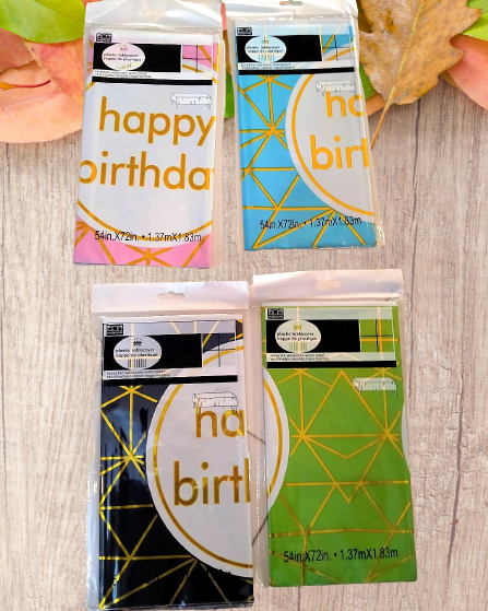 Happy Birthday Printed Metallic Color Plastic Table Cover (137 x 183 cm) For Birthday Party Decoration and Celebration