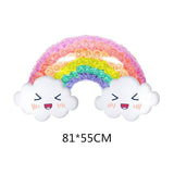 Cloud & Rainbow Shaped with Flower Printed on Rainbow Aluminum Foil Balloon For Birthday & Baby Shower Decoration and Celebrations