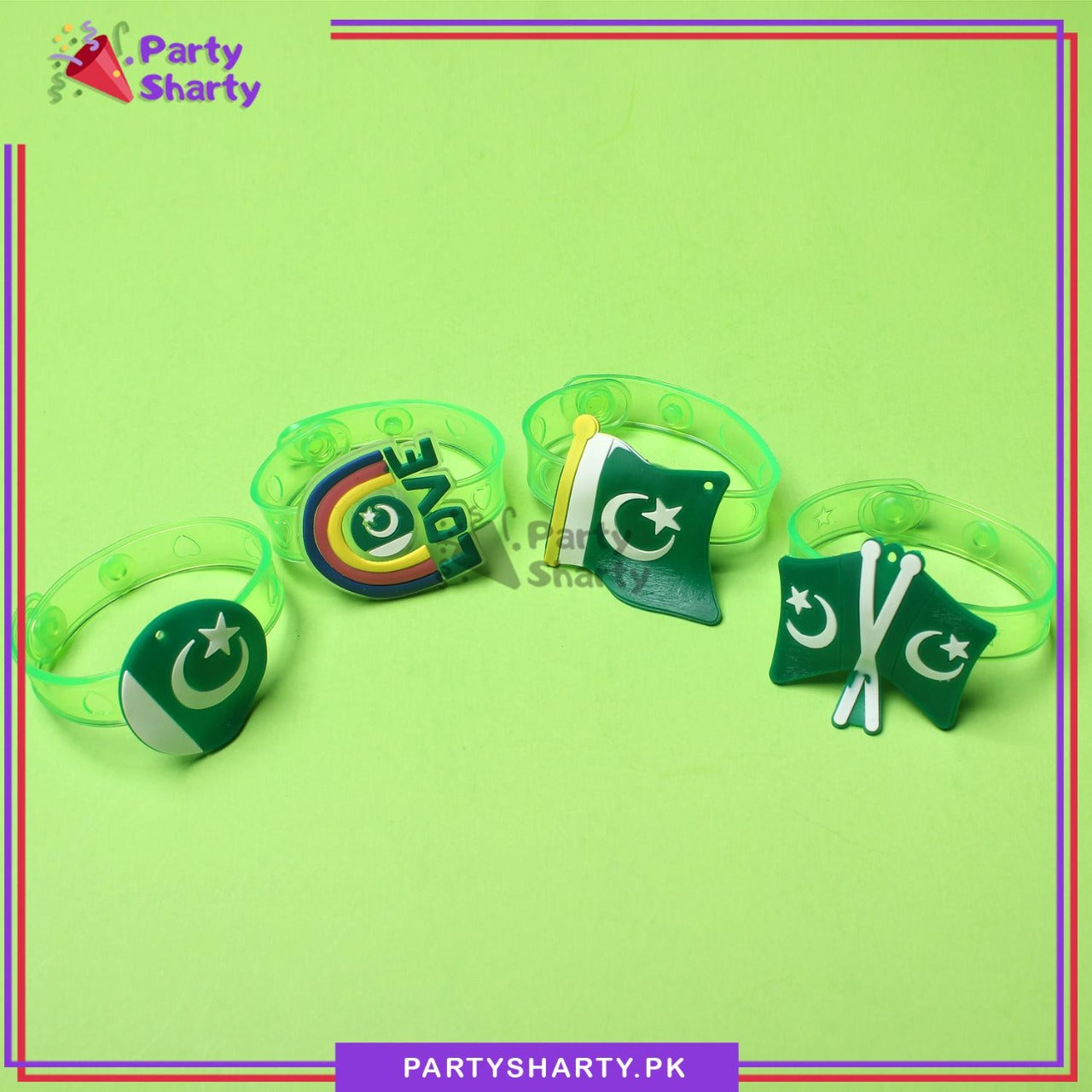 14th August Pakistan Flag Multi Color LED Hand Band For Independence Day Celebration