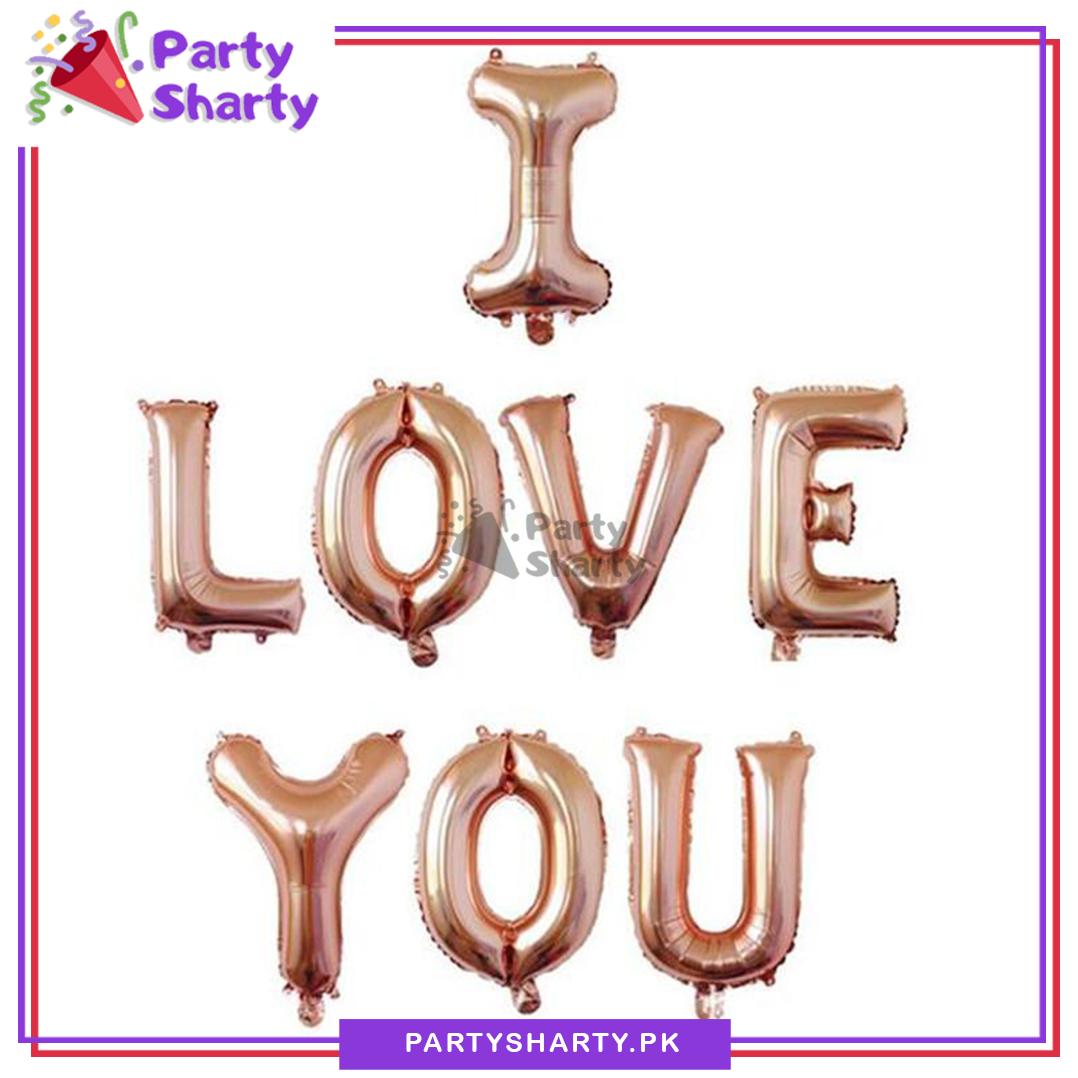 I Love You Letter Foil Banner for Anniversary, Engagement, Wedding Event Decoration