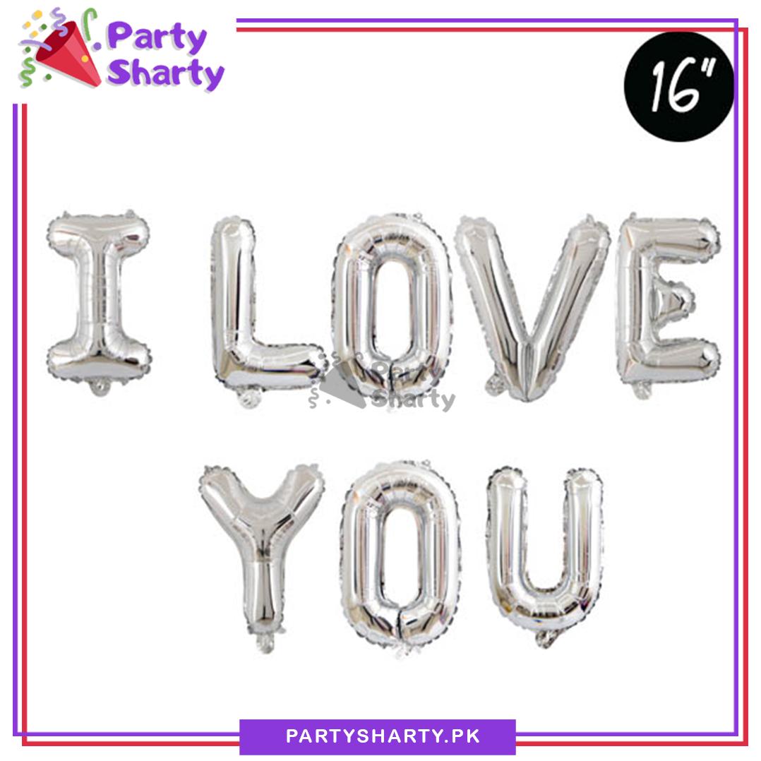 I Love You Letter Foil Banner for Anniversary, Engagement, Wedding Event Decoration