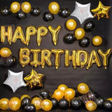 Happy Birthday Golden & Black Theme Set For Birthday Decoration and Celebrations