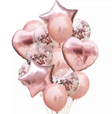 14 Pcs Confetti Decorative Party Balloons Set (Star, Heart Shaped & Confetti Filled Latex Party Balloons Set) For Birthday and Event