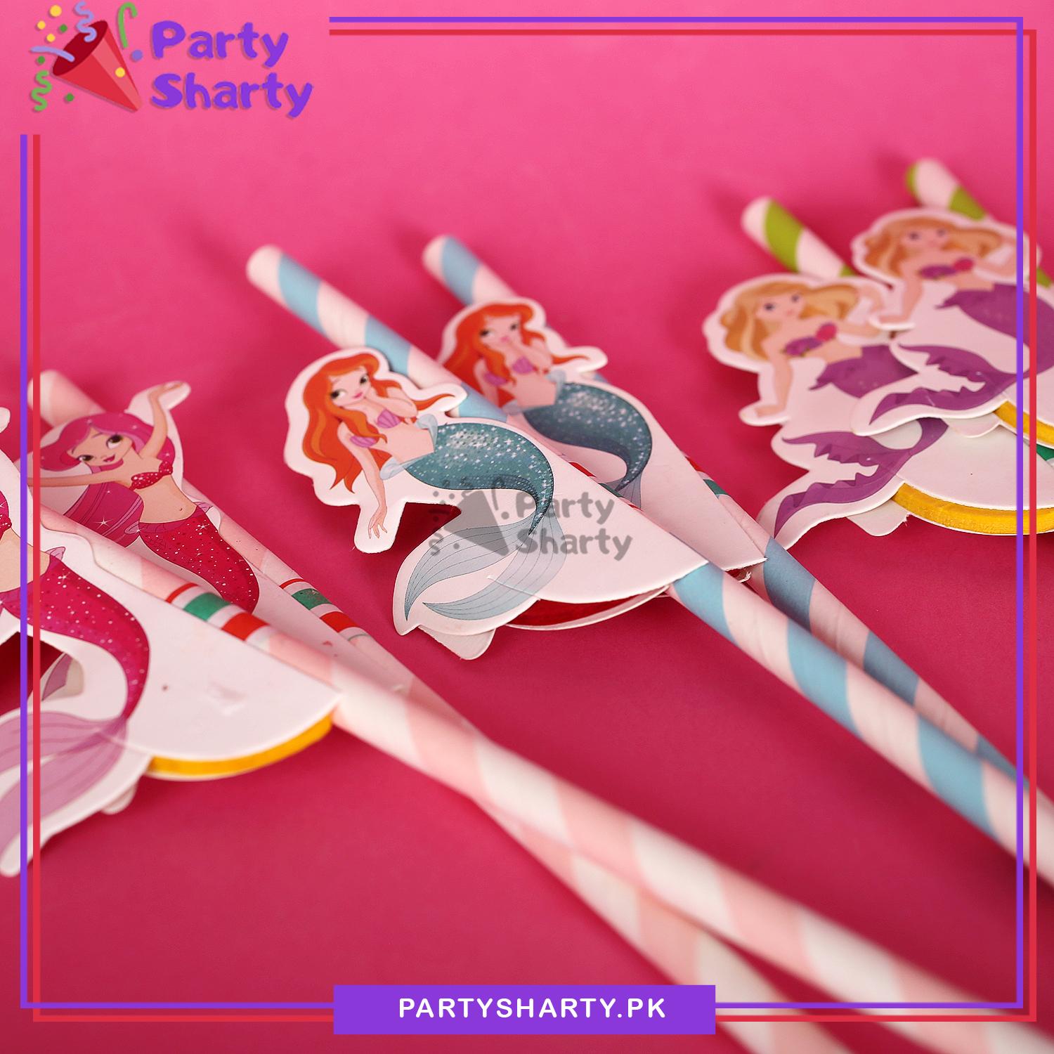 Mermaid Theme Photo Straw (Pack of 6) For Mermaid Theme Birthday Party Celebration and Decoration
