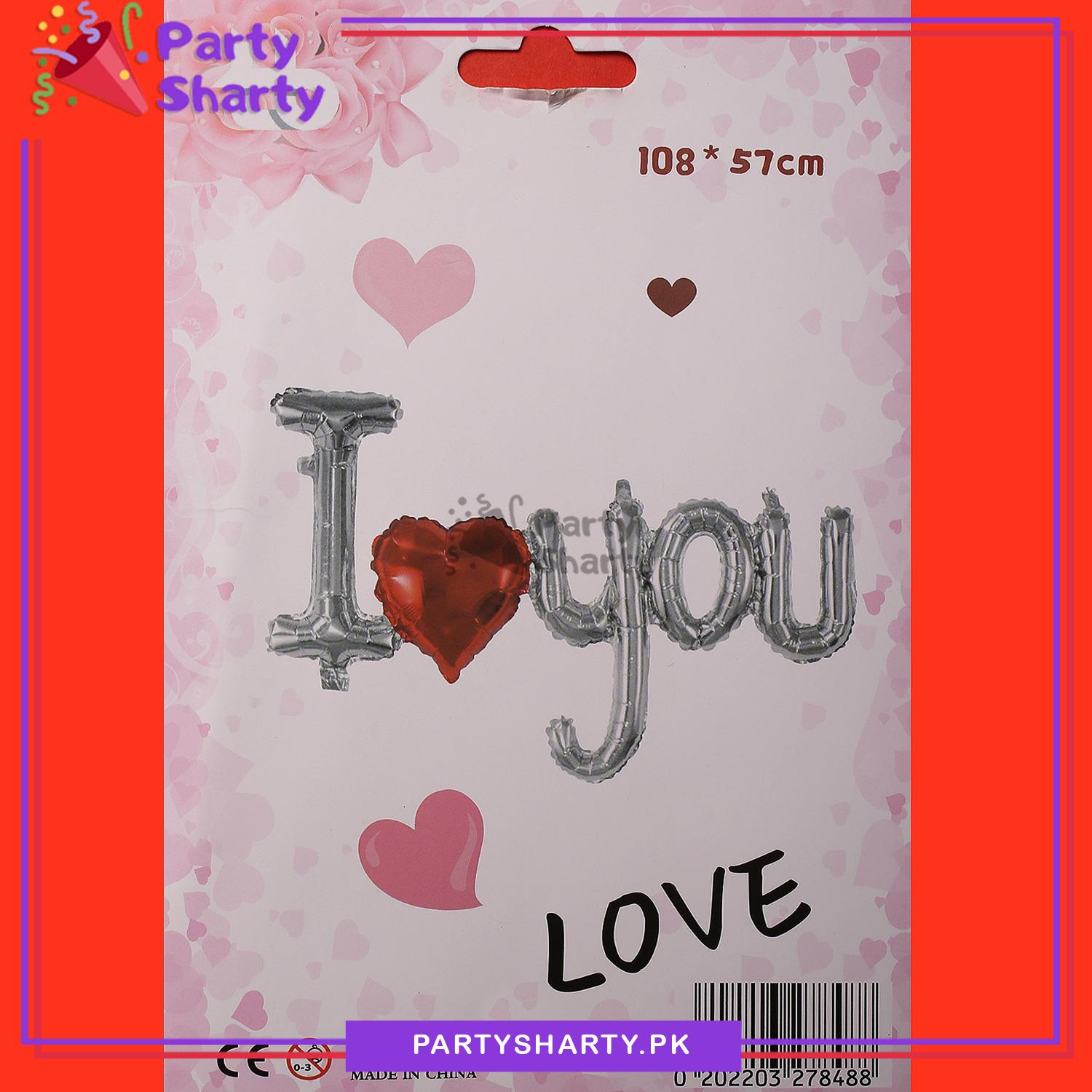 'I♥you' Scripted Foil Banner for Anniversary, Bridal, Valentine, Wedding Event Decoration