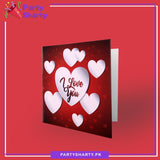 I Love You Printed White Heart Design Greeting Card For Valentine, Anniversary / Wedding Celebration