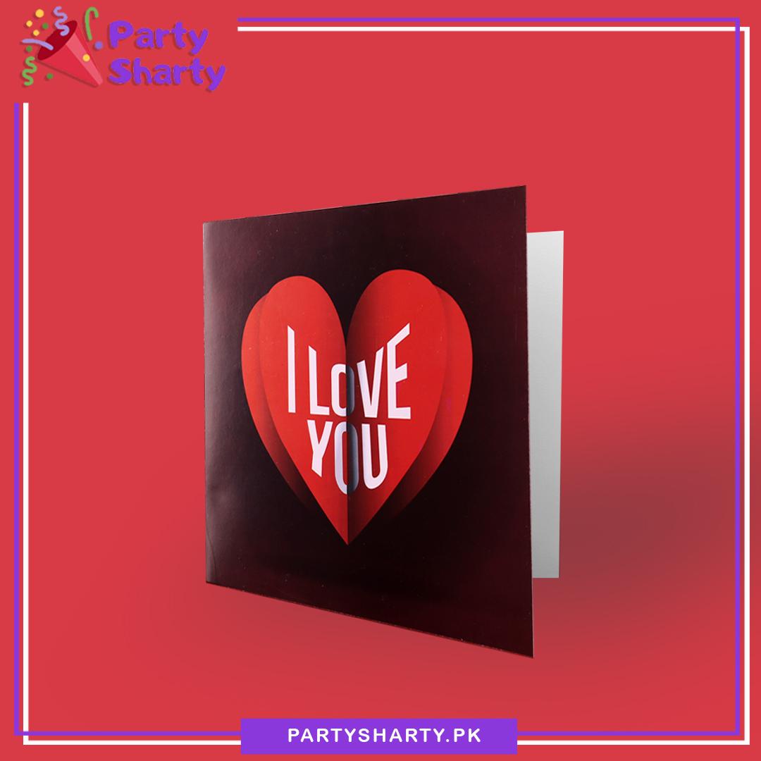 I Love You Printed Heart Design Greeting Card For Valentine, Anniversary / Wedding Celebration