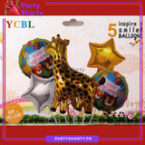 5pcs/set Cute Giraffe Theme Foil Balloons For Jungle / Safari Theme Decoration and Celebration