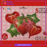 5pcs/set Strawberry Foil Balloons For Fruit Theme Party Decoration and Celebration