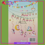 Stylish Floral Little Unicorn Theme Happy Birthday Card Banner For Unicorn Theme Birthday Decoration and Celebration