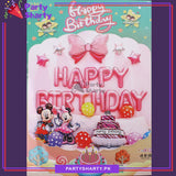 Pink Happy Birthday with Mickey & Minnie Mouse Theme Set for Theme Based Birthday Decoration and Celebration