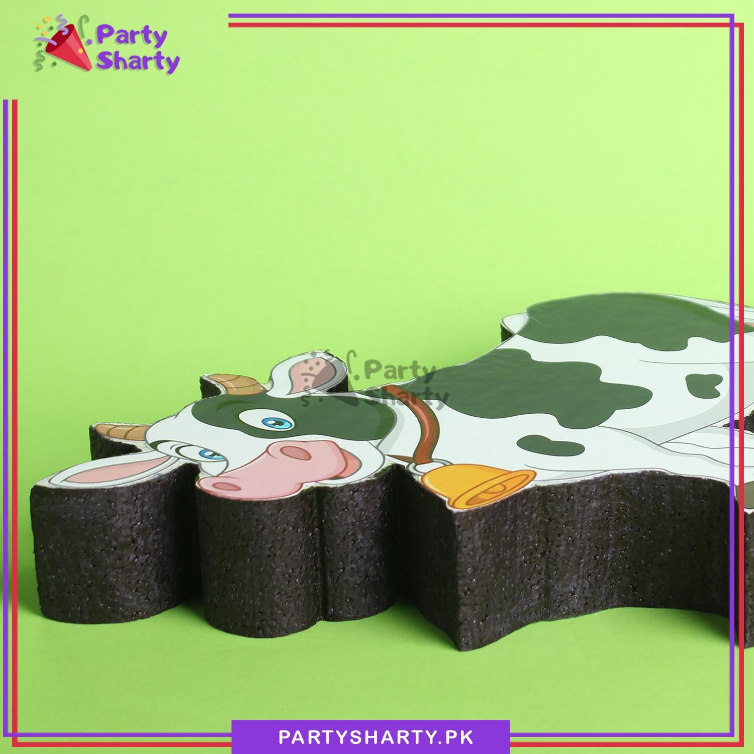 Cow Character Thermocol Standee For Jungle / Safari / Farm Animal Theme Based Birthday Celebration and Party Decoration