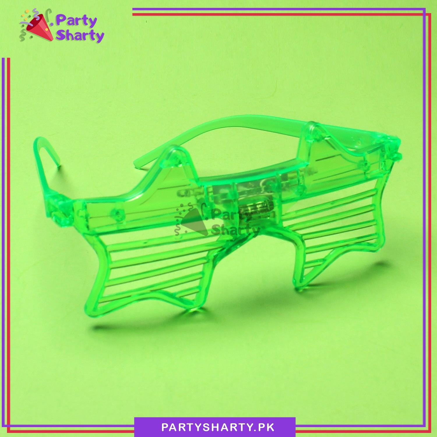 14th August Pakistan Day Star Shaped Multi Color LED Funky Eyewear / Glasses for Pakistan Independence Day Celebration