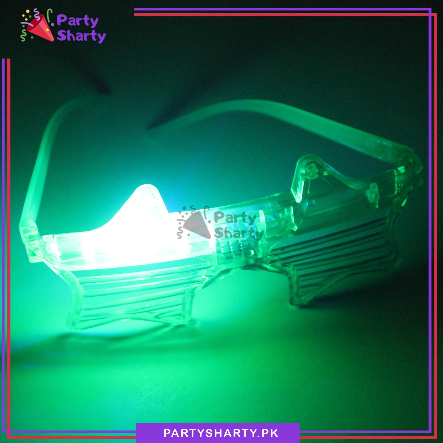 14th August Pakistan Day Star Shaped Multi Color LED Funky Eyewear / Glasses for Pakistan Independence Day Celebration