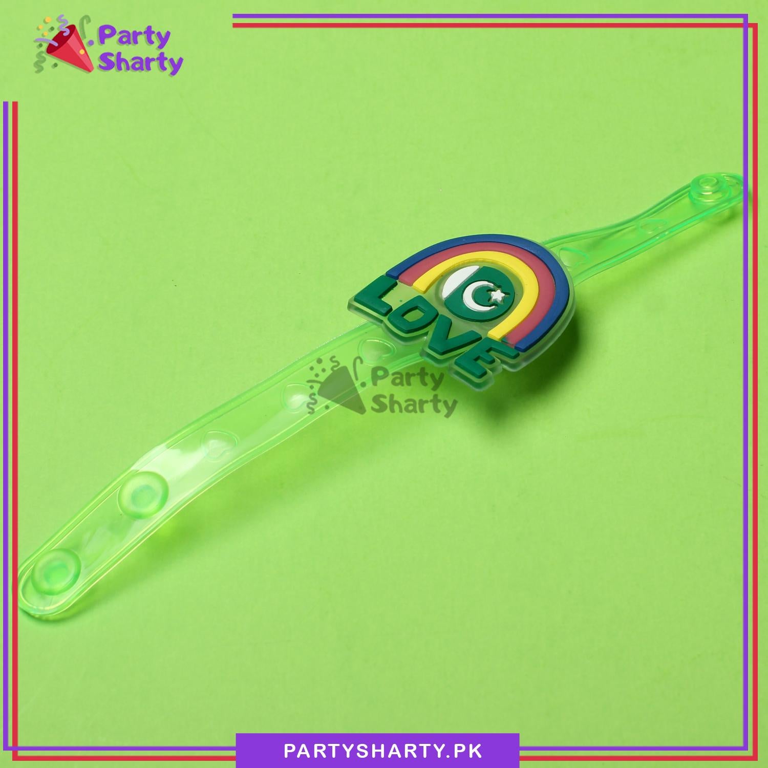 14th August Pakistan Flag Multi Color LED Hand Band For Independence Day Celebration