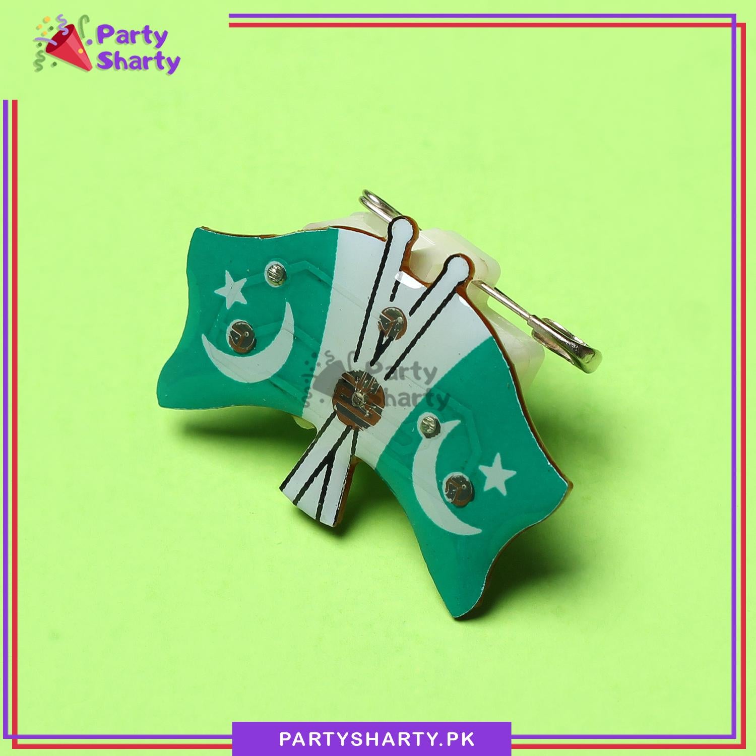 14th August Pakistan Day Double Flag Multi Color LED Badge for Pakistan Independence Day Celebration