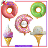 5pcs/set Ice-Cream / Donut Foil Balloon Set For Theme Based Birthday Party Decoration And Celebration