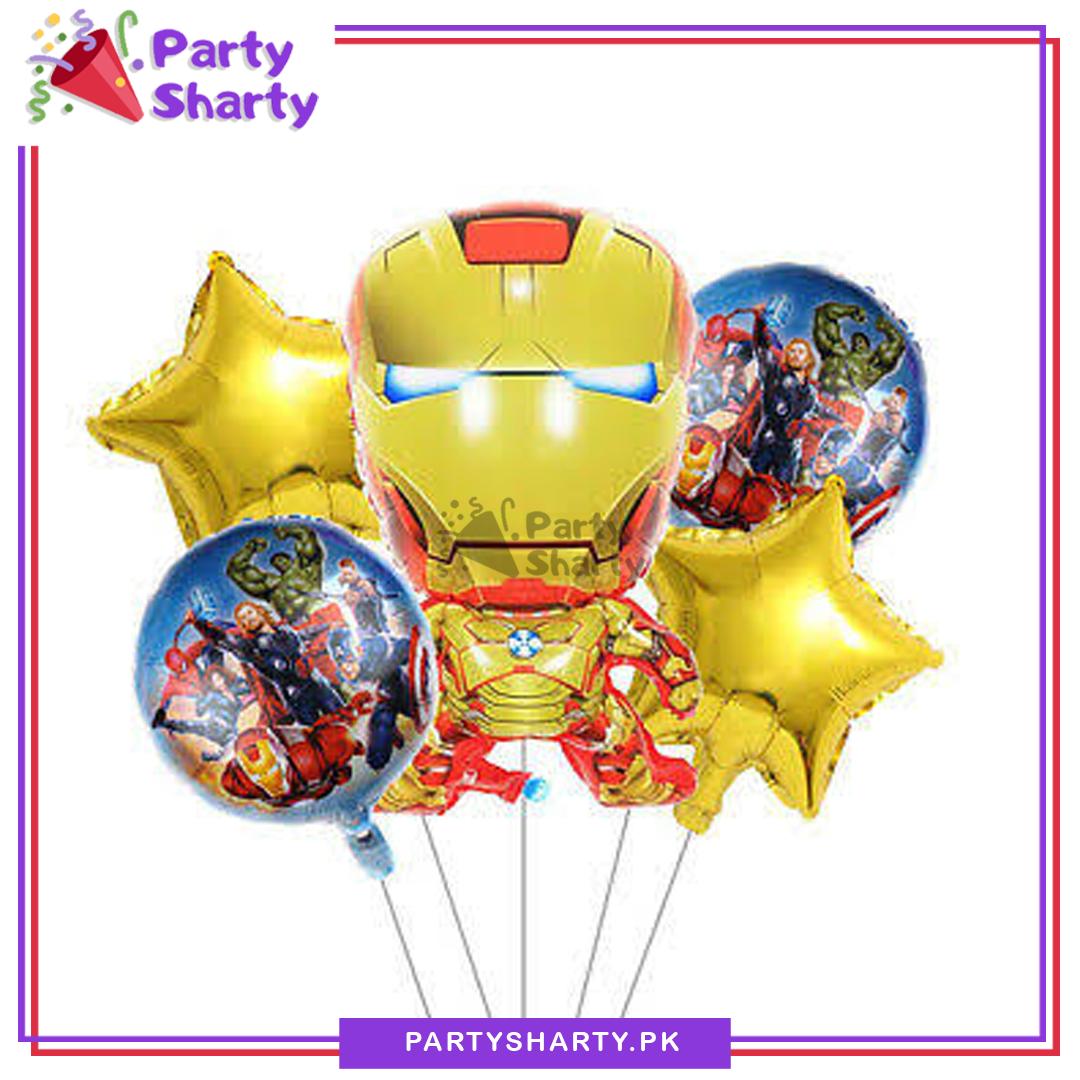 5pcs/set Iron Man Theme Foil Balloons For Iron Man / Avenger Theme Birthday Party Decoration and Celebration