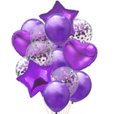 14 Pcs Confetti Decorative Party Balloons Set (Star, Heart Shaped & Confetti Filled Latex Party Balloons Set) For Birthday and Event