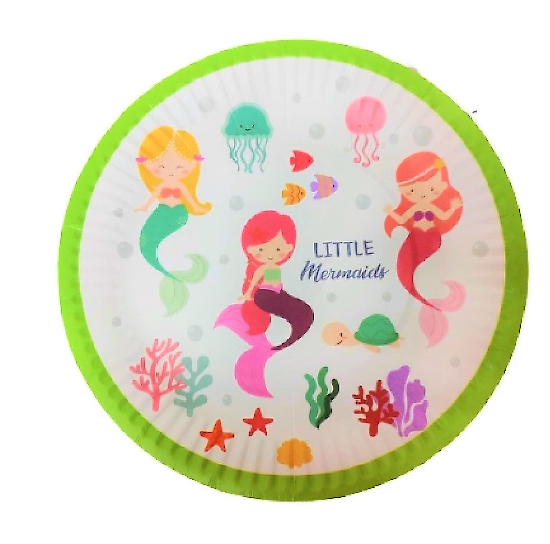 Little Mermaid Theme Birthday Party Paper Plates for Themed Cake Paper Dessert Party Supplies and Decorations