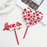 Love is / Heart Shaped Cupcake / Cake Topper For Valentine Anniversary Wedding Cake Decoration