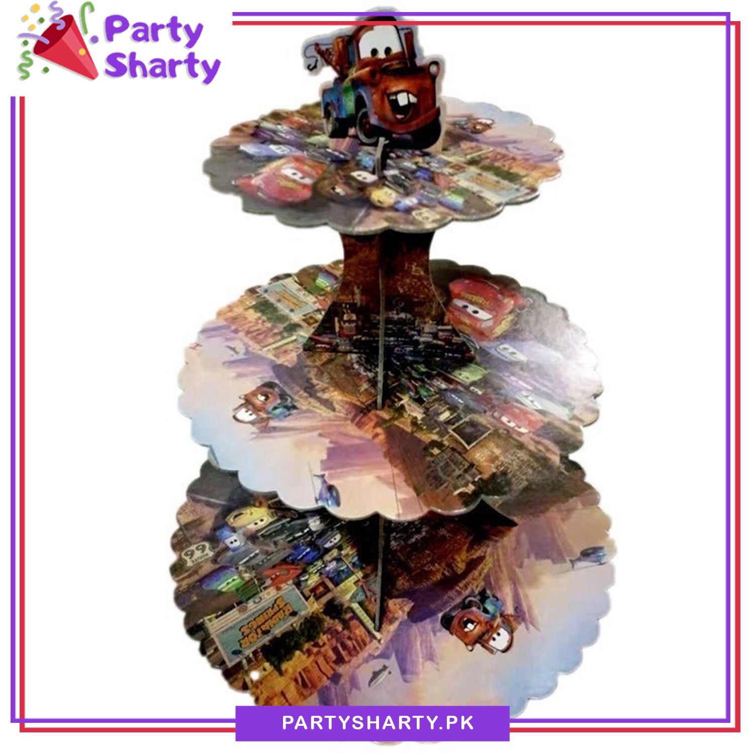Lightning Mc-Queen Car Theme Cupcake Stand For Theme Party Decoration and Celebration