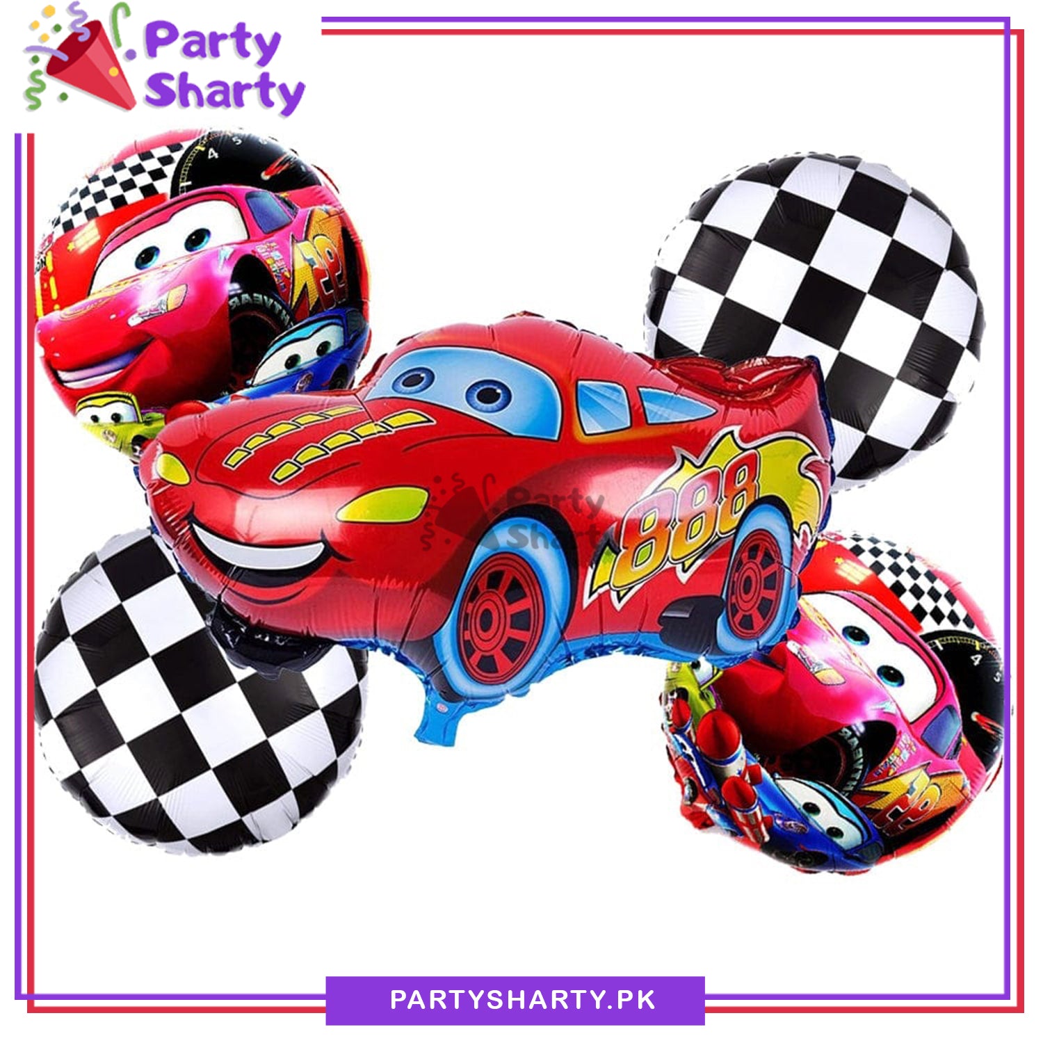 5pc/set Lightning McQueen Cars Theme Foil Balloon For Birthday Party Decoration And Celebration