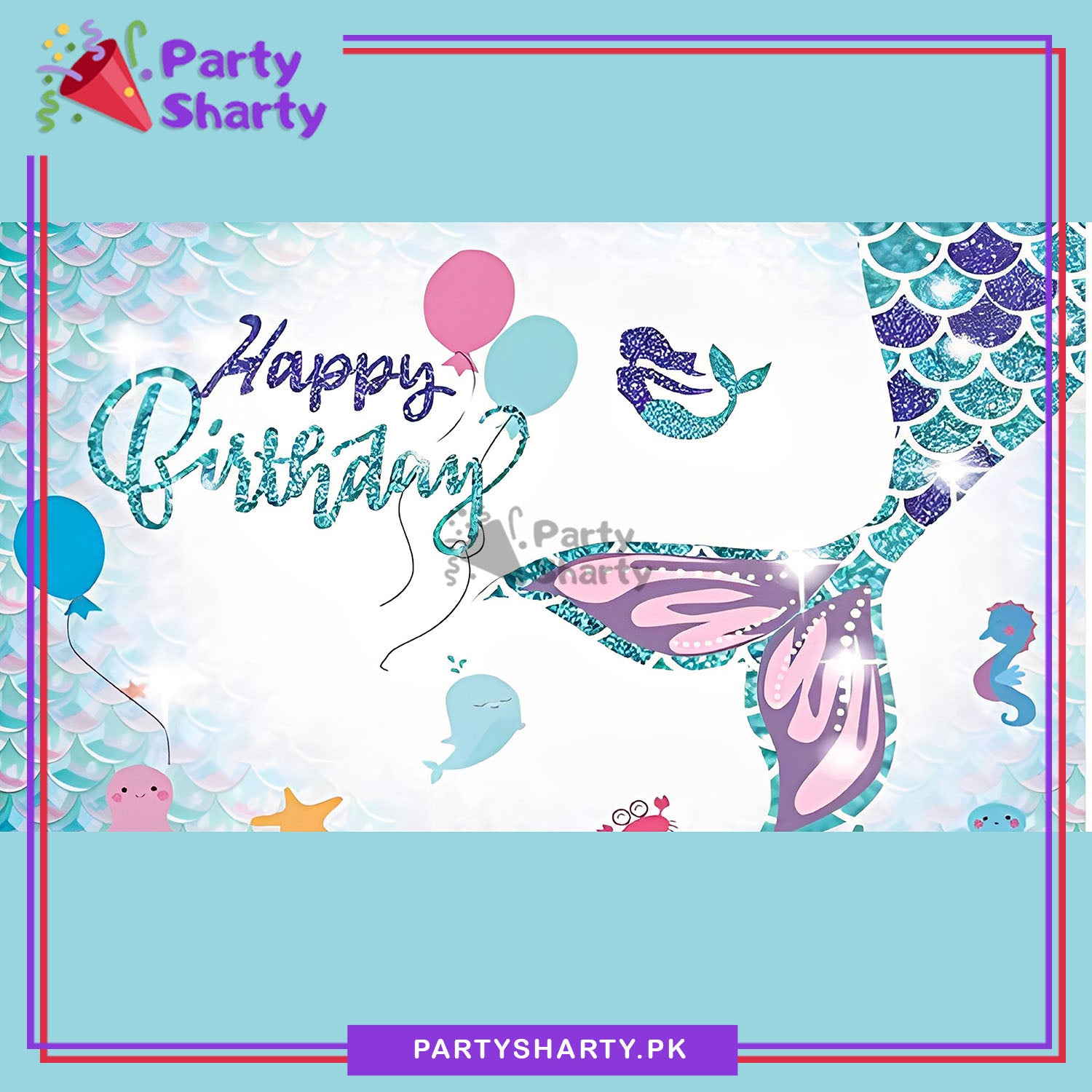 Mermaid Tail Panaflex backdrop For Mermaid Theme Based Birthday Decoration and Celebration