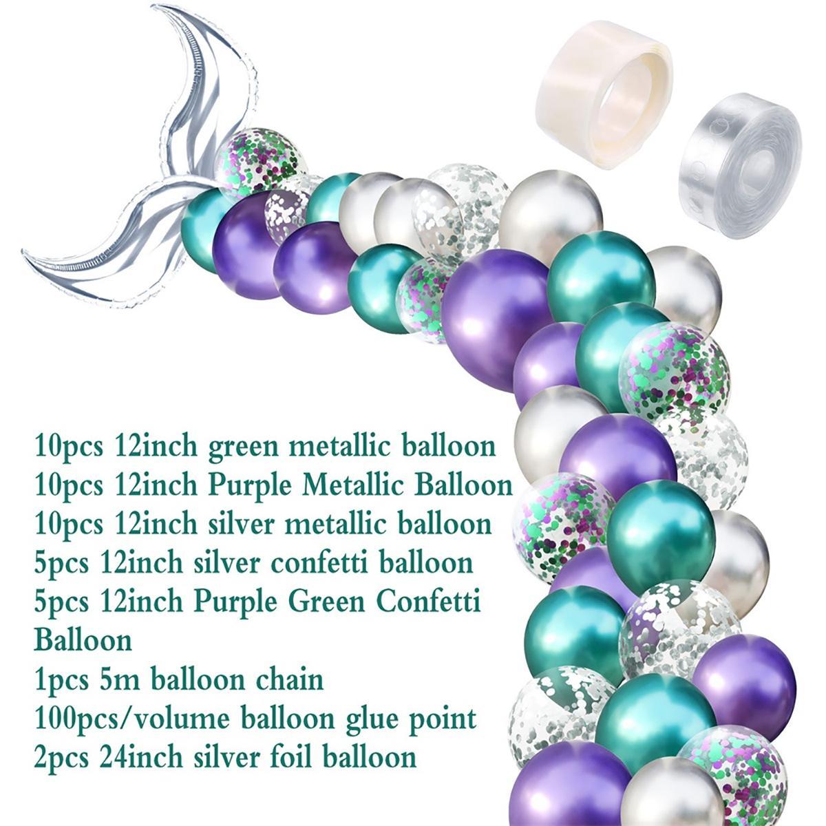 44 Pcs Mermaid Tail Balloon Arch Kit Set For Mermaid Theme Decoration and Celebration