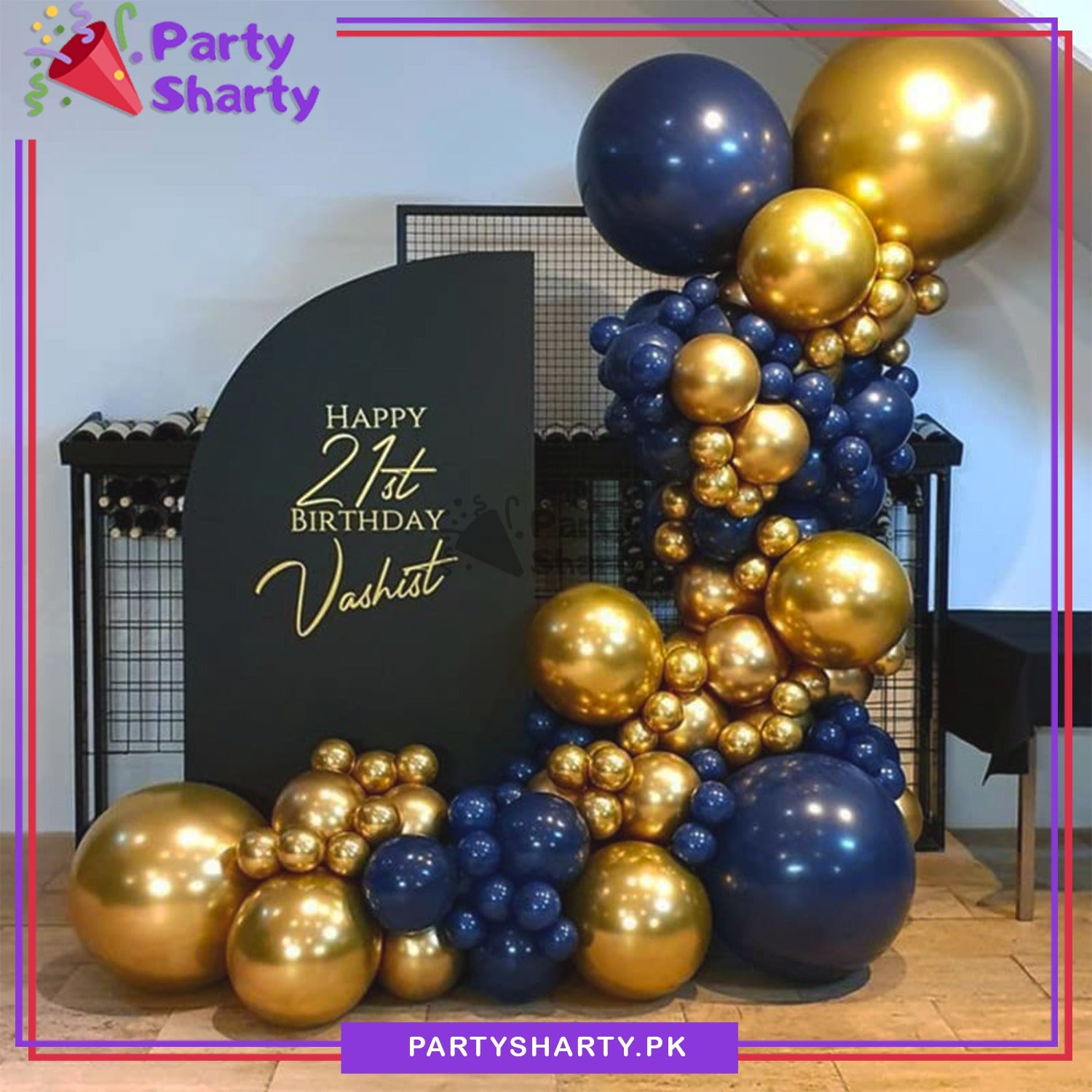 82pcs Navy Blue & Golden Balloons Garland Arch Kit For Party Event Decoration