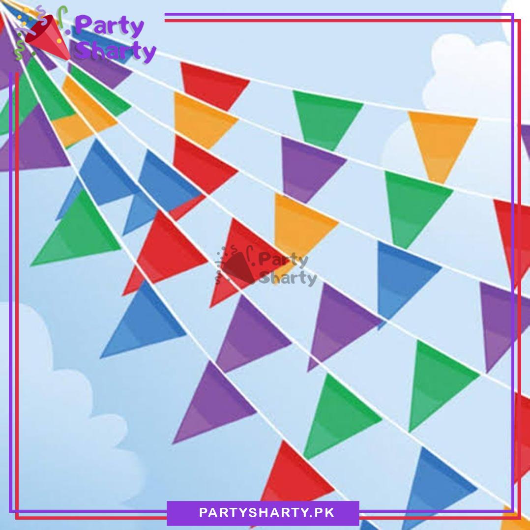 Multi Color Flag Bunting Garland for Rainbow Theme Birthday Party Decoration and Celebration