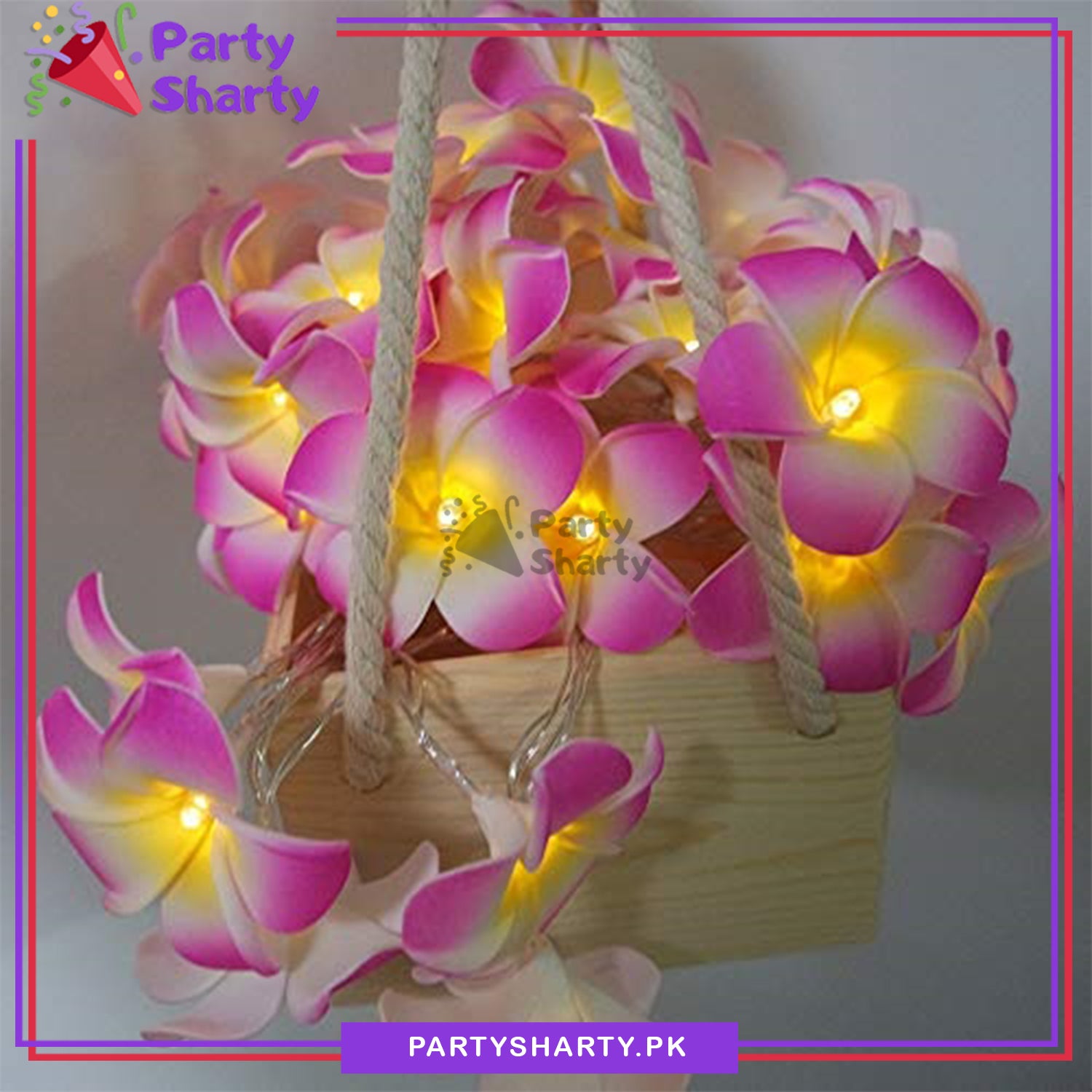 10 LED Pink Flower String Lights - Battery Operated For Party and Room Decoration