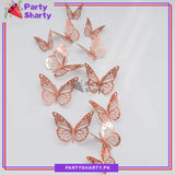 3D Butterfly Mirror Wall Sticker For Home & Event Decoration (Pack of 12)