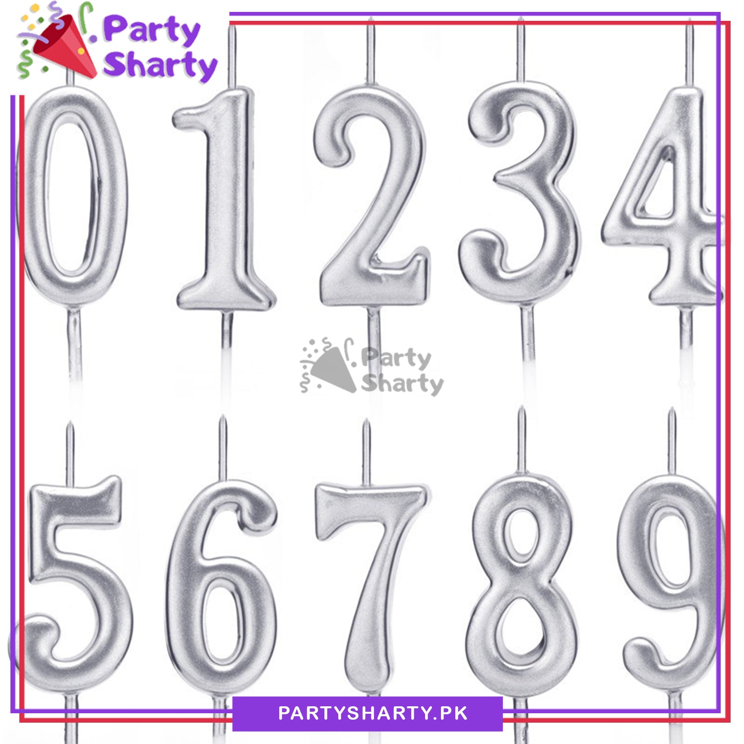 Silver Number Candles For Birthday, Anniversary Cake Decoration and Celebration