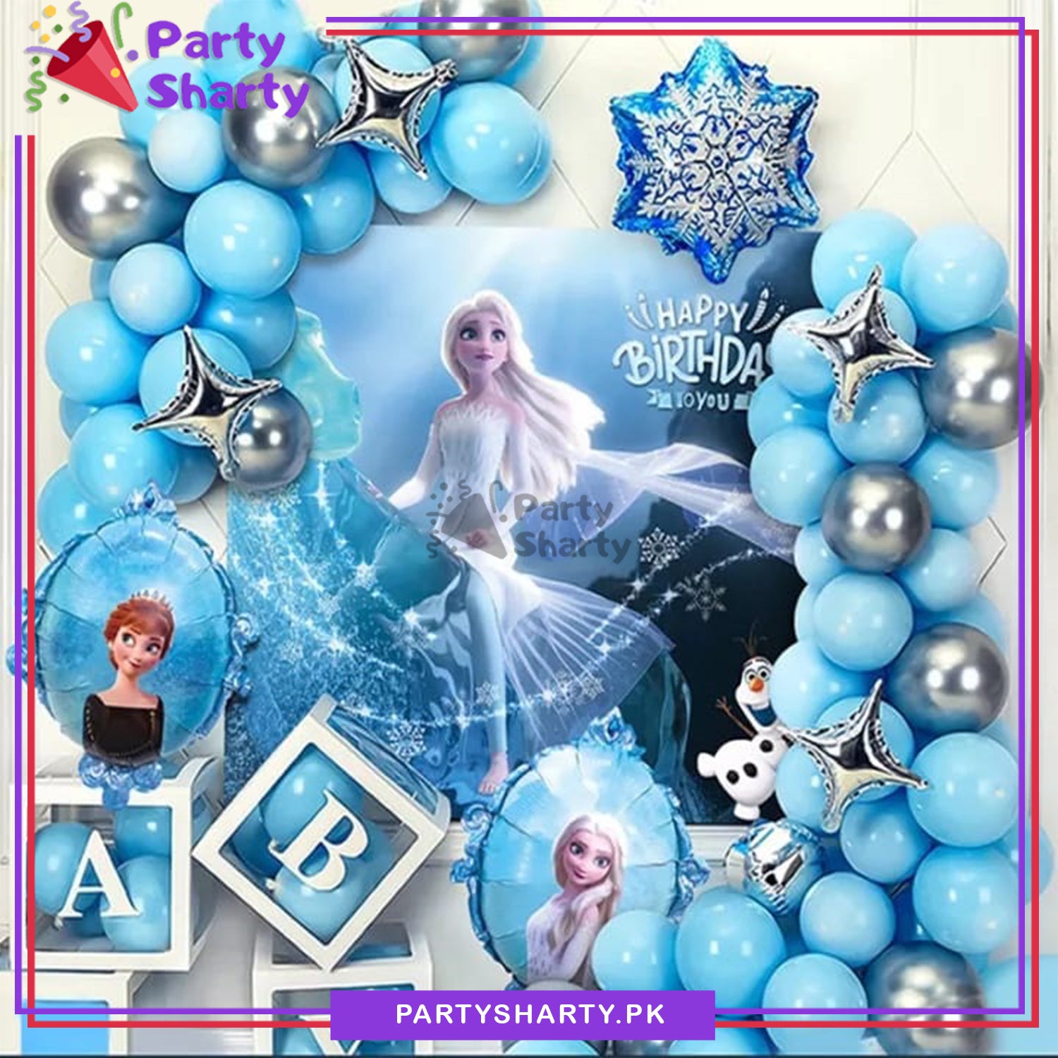 Happy Birthday Frozen Elsa Theme Set For Theme Based Birthday Decoration and Celebration