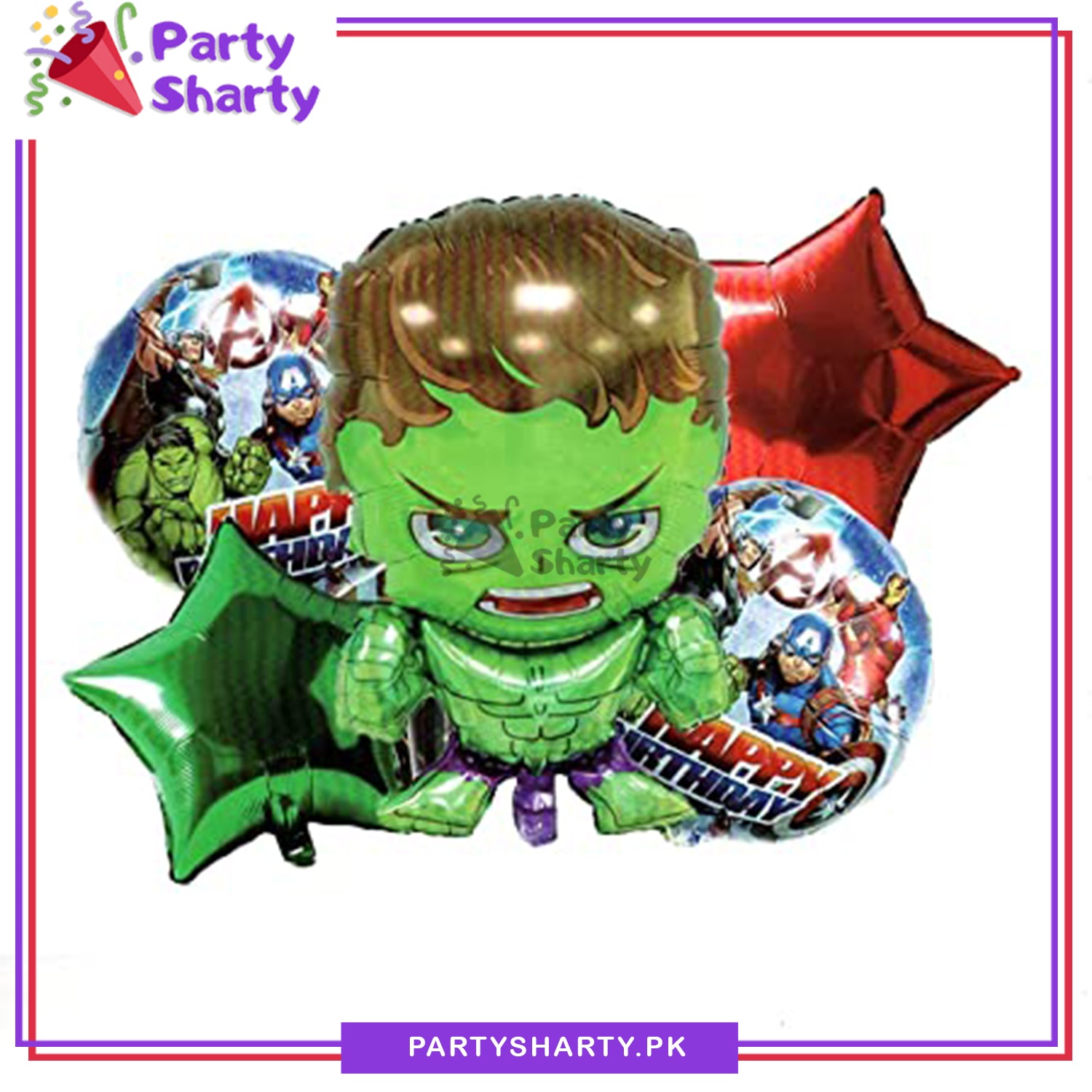 Hulk Theme Foil Balloon Set - 5 Pieces for Theme Decoration and Celebration