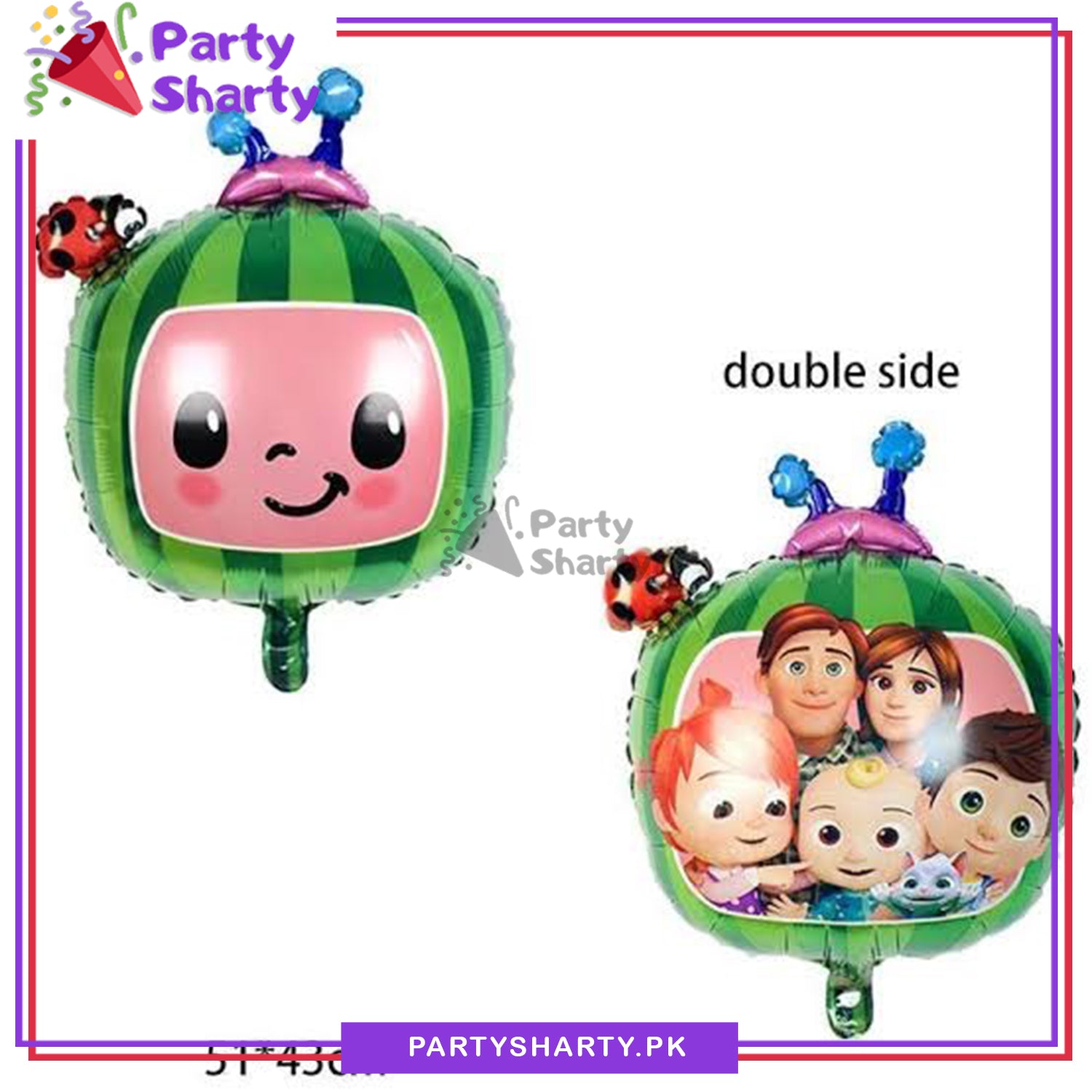 1pc/set Watermelon Round Shaped Foil Balloons For Cocomelon Theme Birthday Party Decoration and Celebration