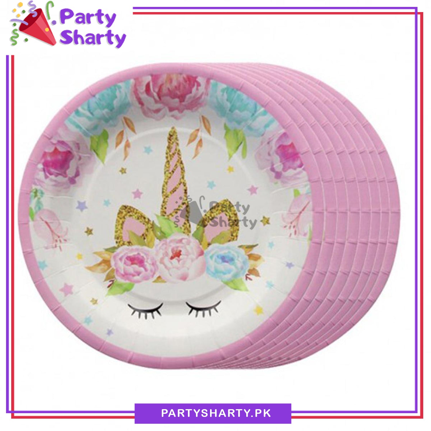 7 inches Small White Unicorn Theme Party Disposable Paper Plates for Unicorn Theme Party and Decoration
