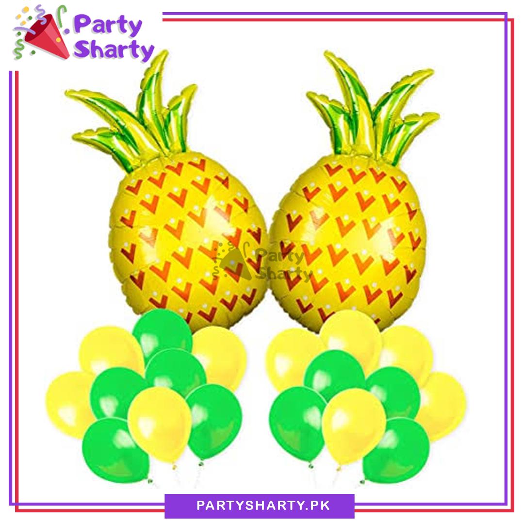 Pineapple Shaped Foil Balloons Set of 20 For Tutti Frutti Theme Party Decoration and Celebration